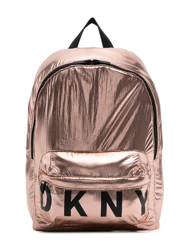 rose gold metallic backpack