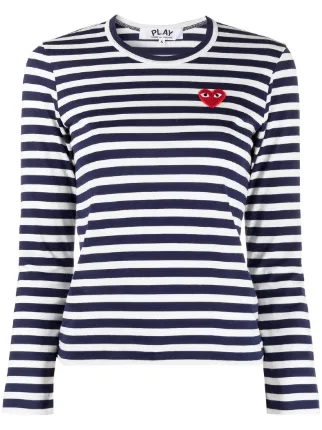 Comme Des Garçons Play Striped Print long-sleeve T-shirt | Blue