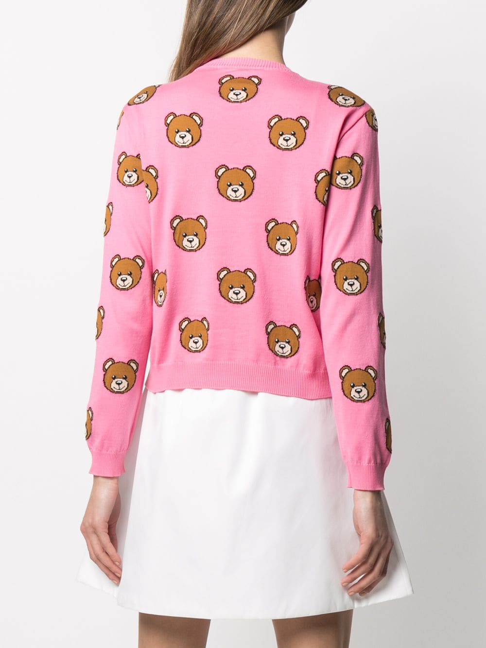 Shop Moschino Teddy Bear Intarsia Jumper In Pink