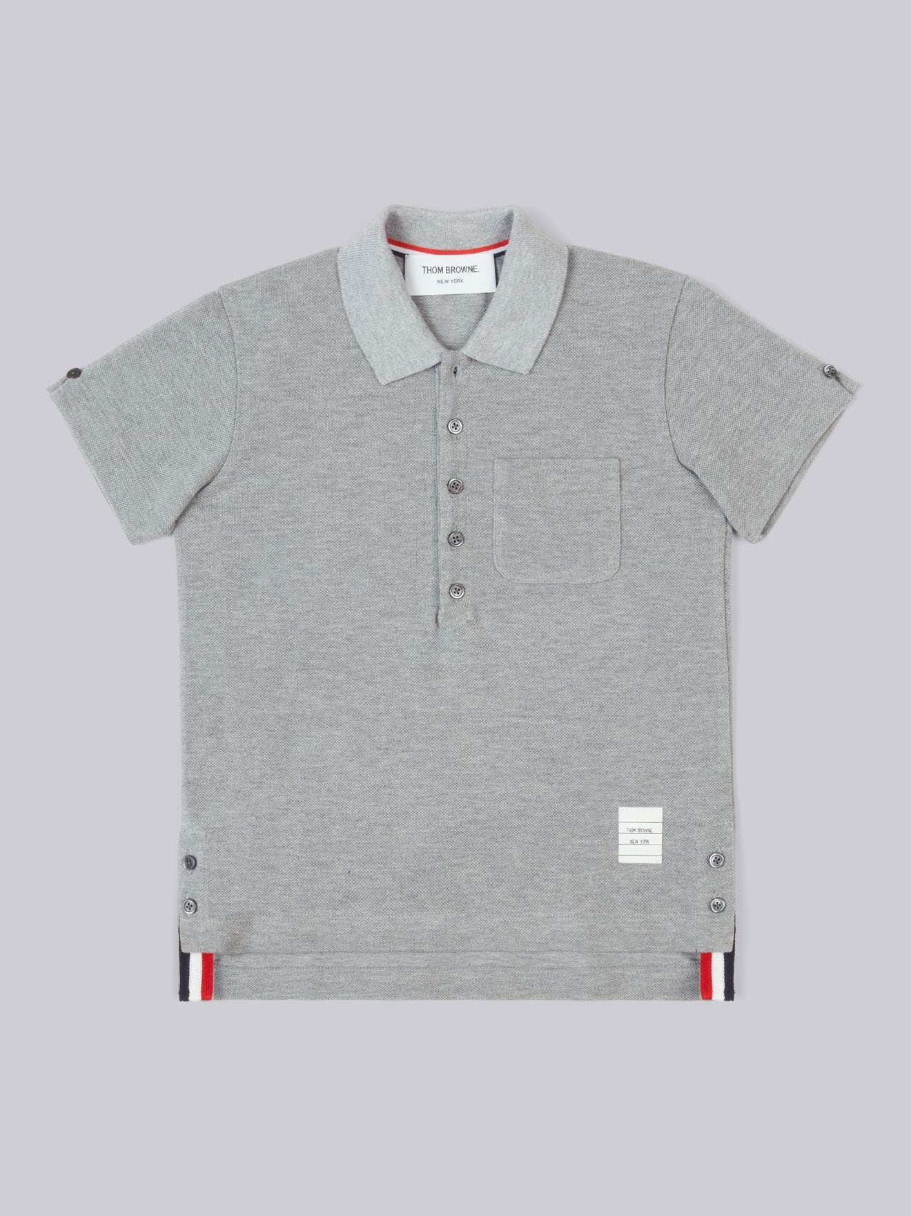 Light Grey Cotton Pique Classic Short Sleeve Polo | Thom Browne Official