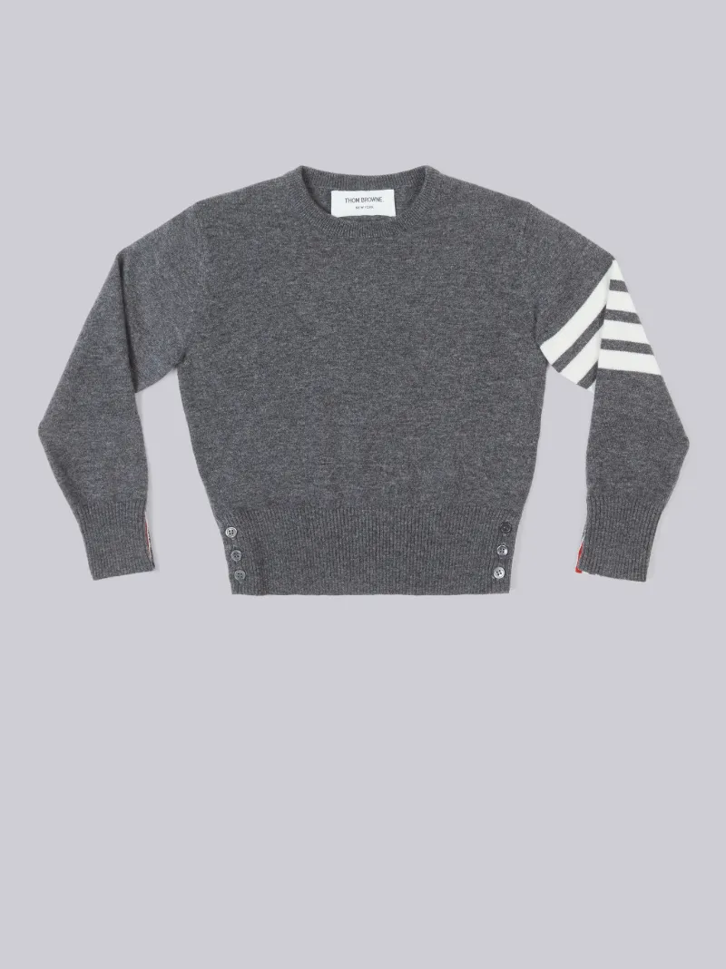 Medium Grey Cashmere 4-Bar Crewneck 