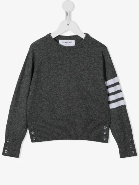 Thom Browne Kids 4-Bar crew neck cashmere jumper