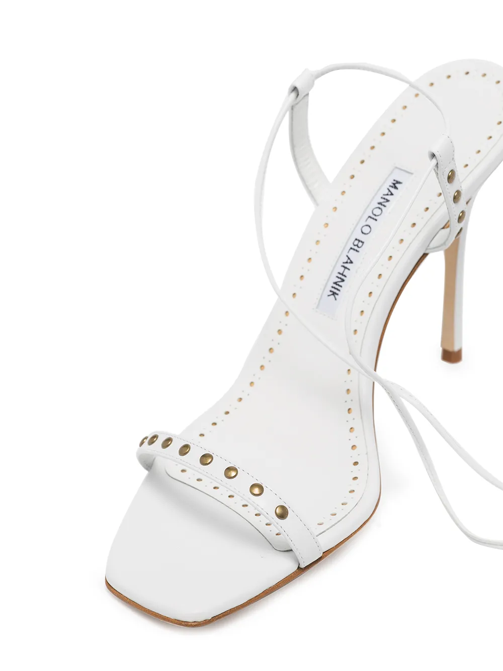 Manolo Blahnik Morata Pop Ankle Wrap Heel Sandal In White