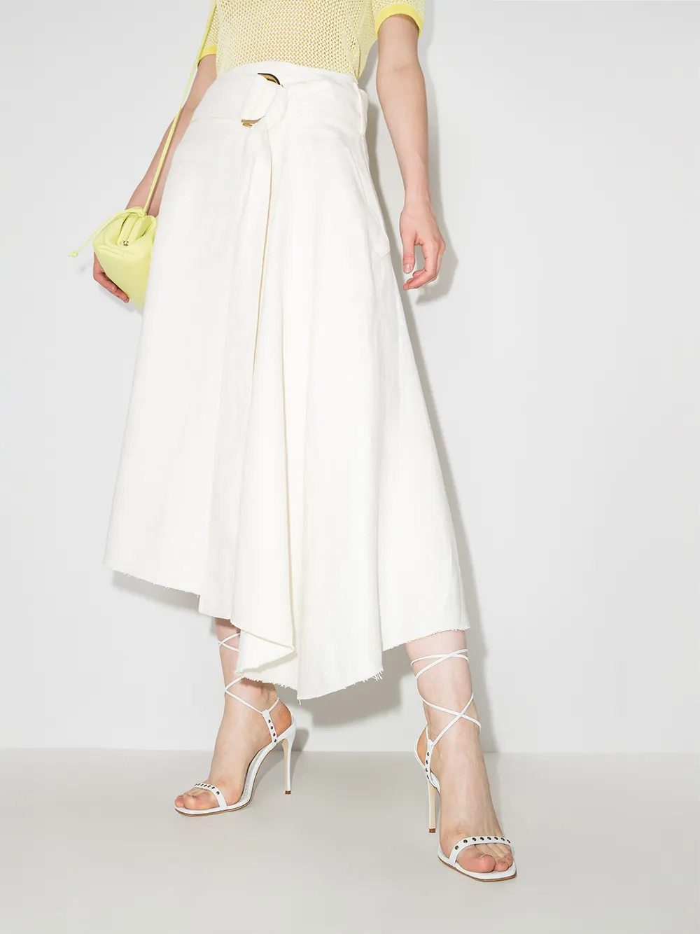 Manolo Blahnik Morata Pop Ankle Wrap Heel Sandal In White