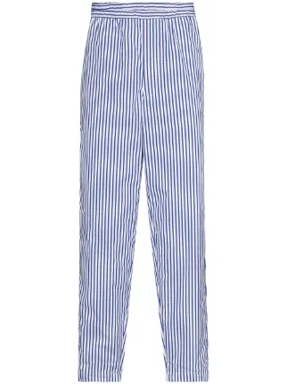 blue white striped trousers