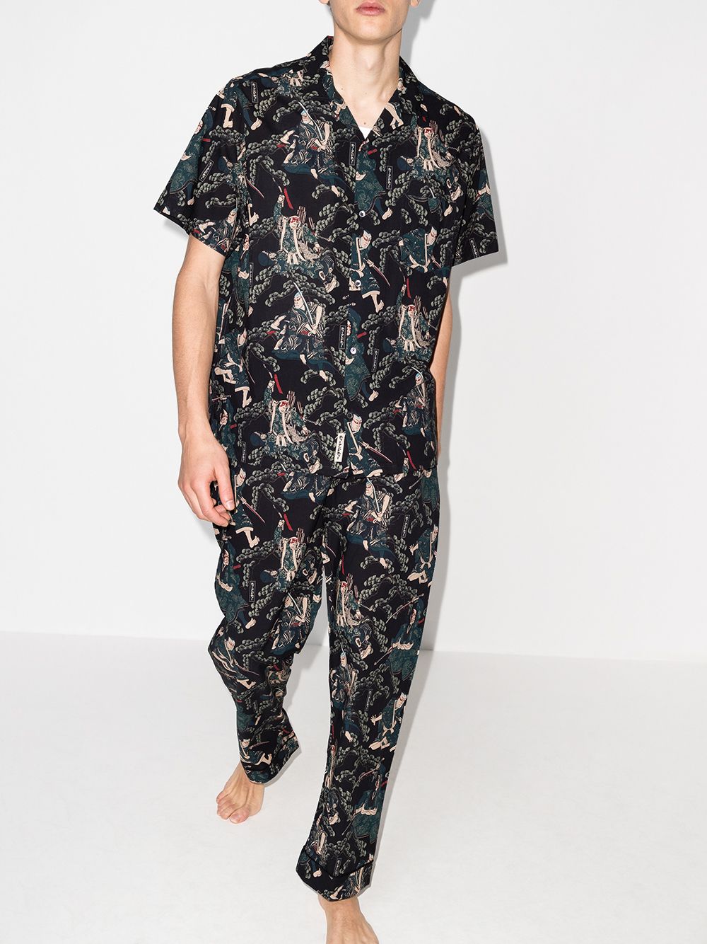 фото Desmond & dempsey samurai print pajama trousers