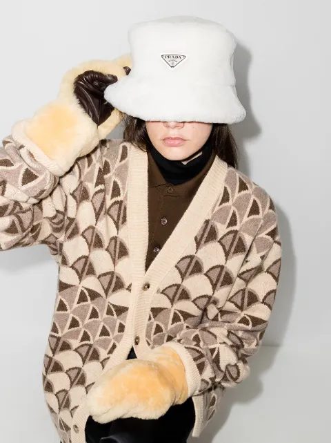 fluffy prada bucket hat