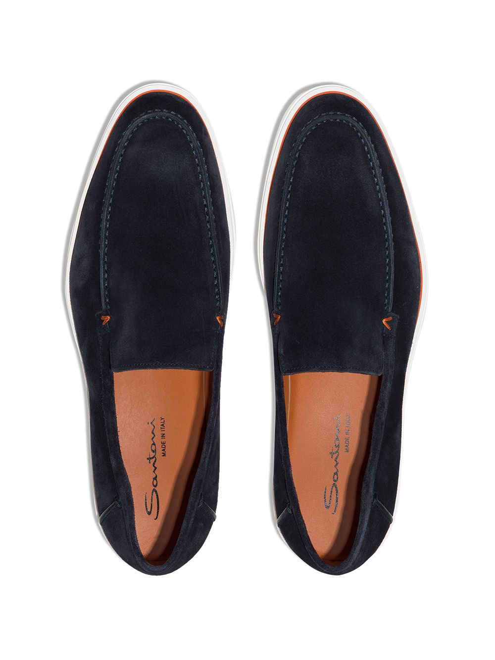 Shop Santoni Slip-on Leather Loafers In Blue