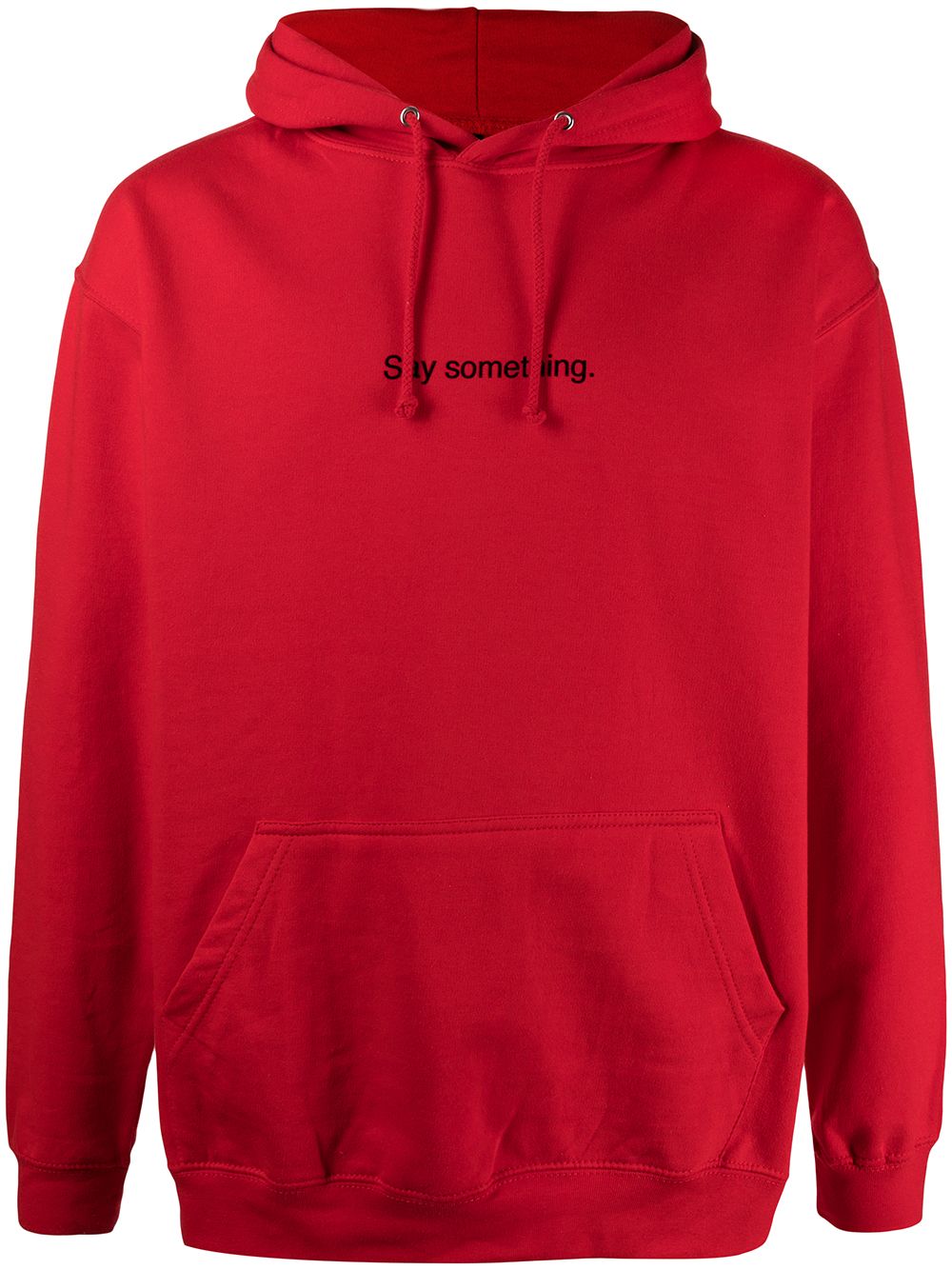 Famt Say Something Drawstring Hoodie In Red