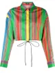 Image 1 of Versace vertical-stripe cropped shirt