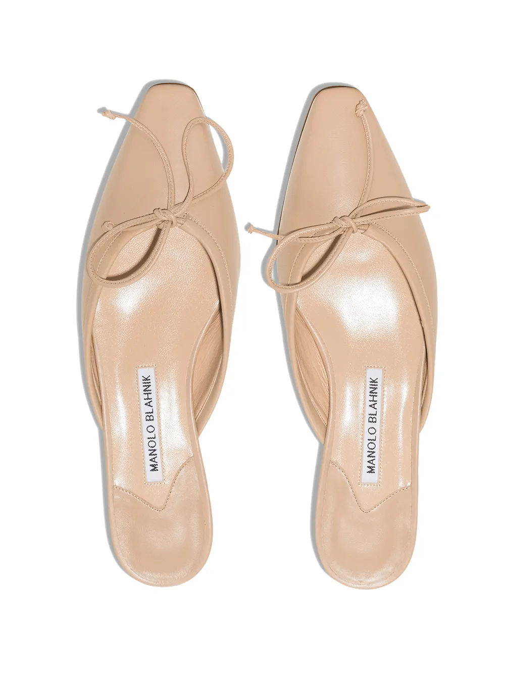 Shop Manolo Blahnik Ballerimu Pointed-toe Mules In Neutrals