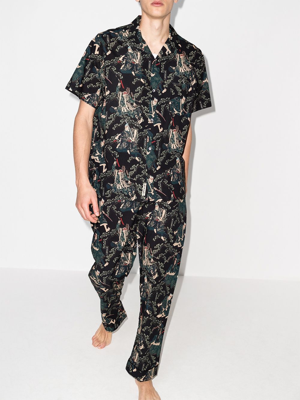 фото Desmond & dempsey samurai print pajama shirt