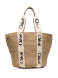 Chloé large Woody logo-strap tote bag - Neutrals