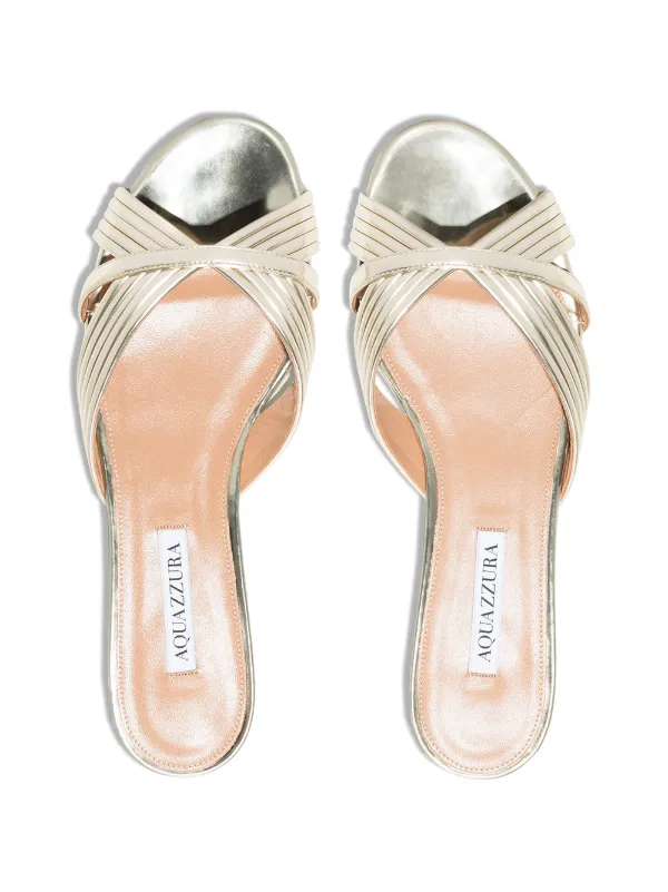 womens metallic flat sandals