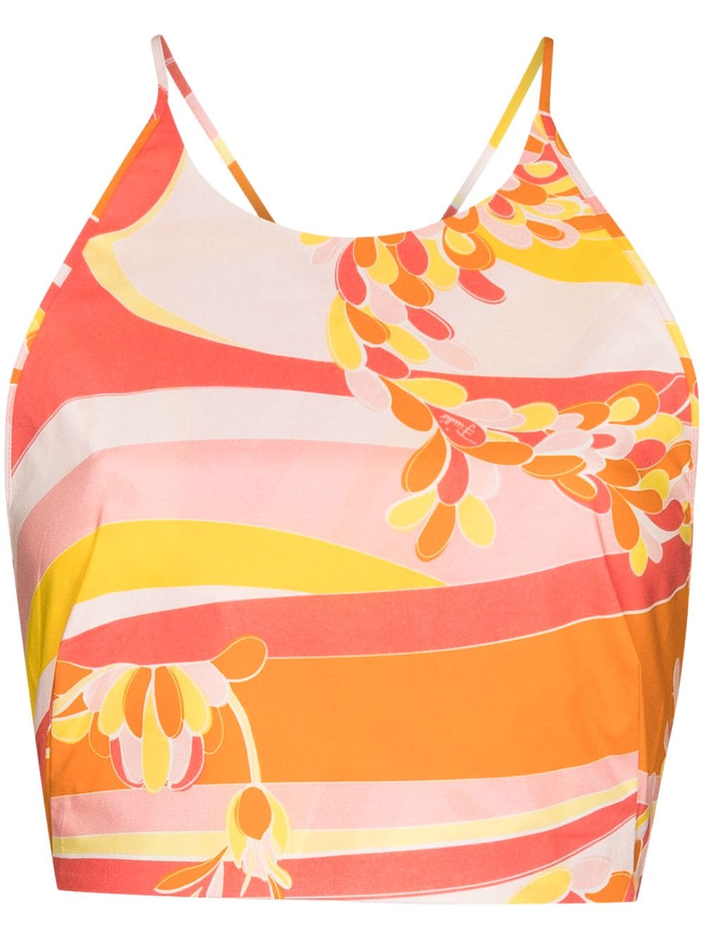 Emilio Pucci Orange Lilly Printed Cotton Crop Top