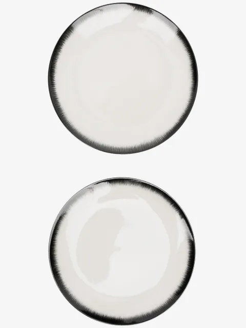 Ann Demeulemeester shadow-paint porcelain pair of plates