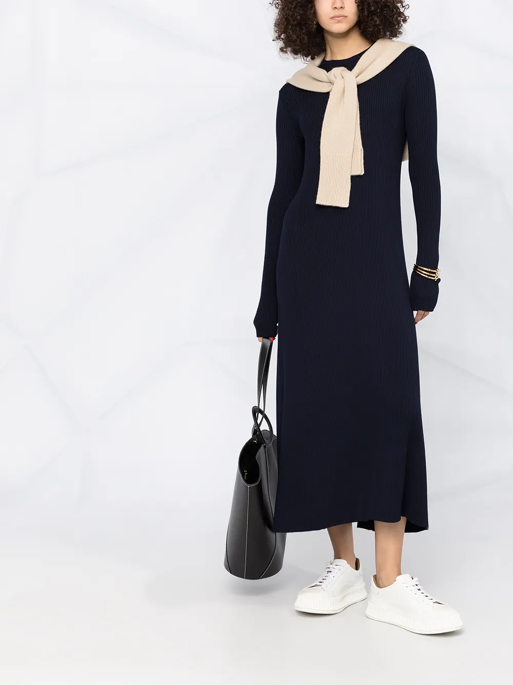 фото Jil sander платье макси в рубчик