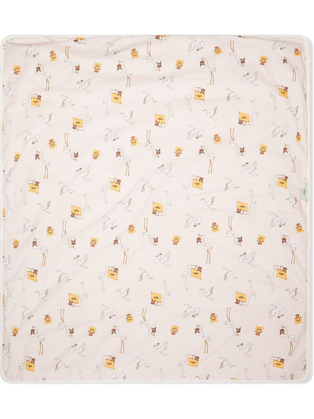 Fendi Babies' Stork-print Blanket In White