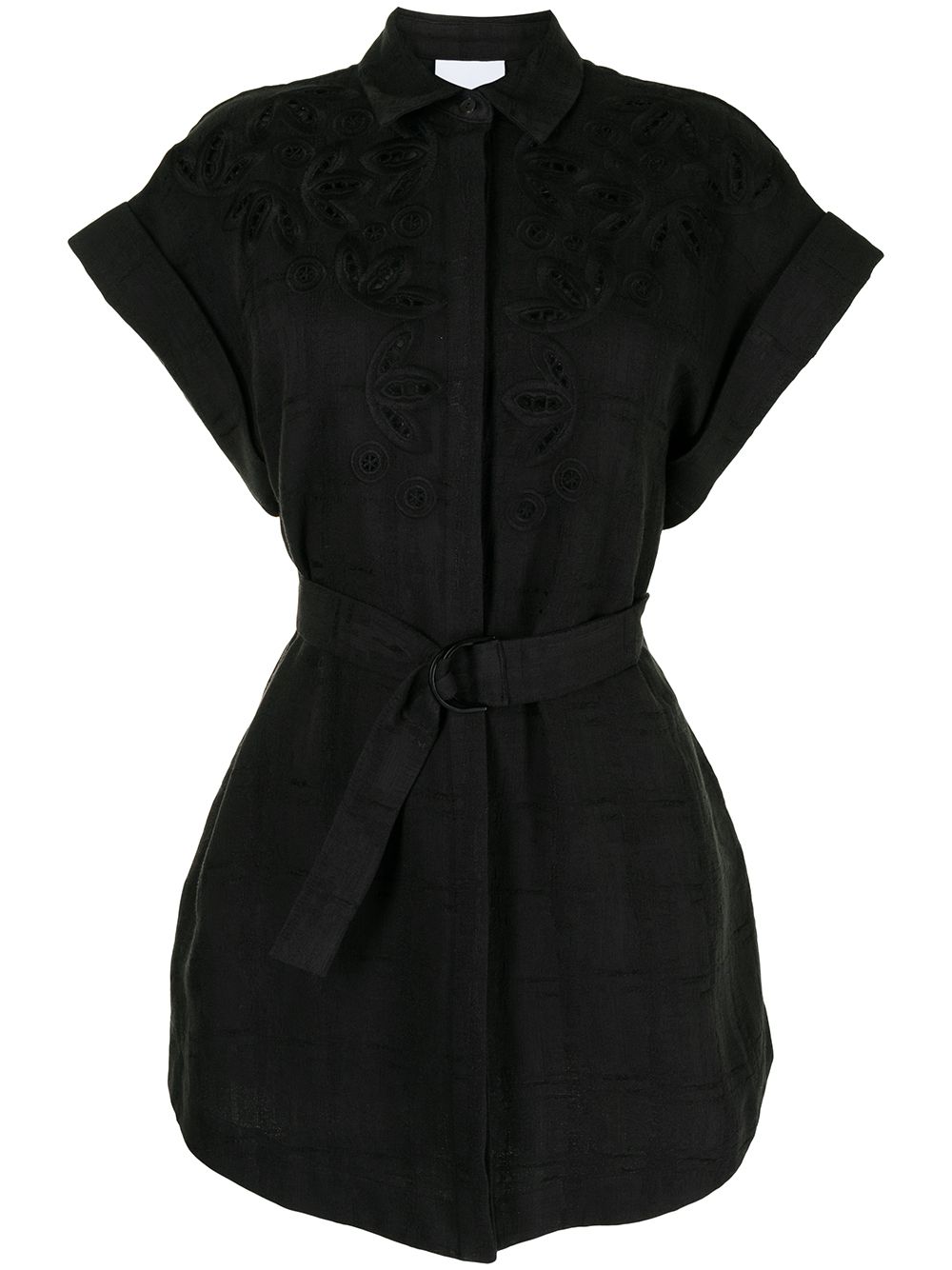 Acler 'sierra' Belted Floral Lace Detail Shirt Dress In Black