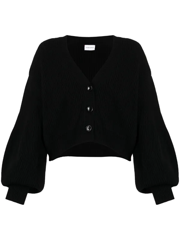 puff sleeve black cardigan