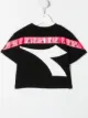 Image 2 of Diadora Junior logo print panelled cropped T-shirt