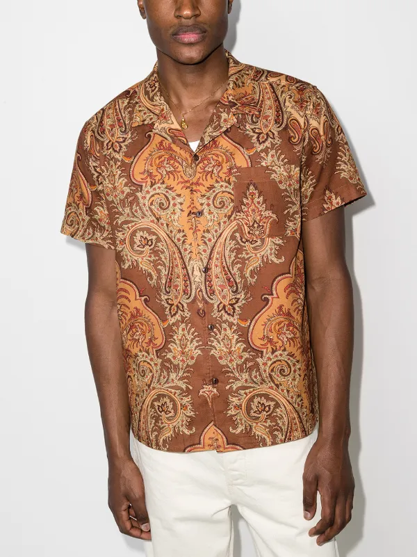 brown YMC Malick paisley-print shirt 