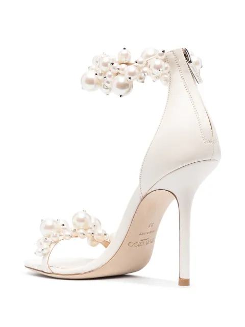 JIMMY CHOO MAISEL 100MM PEARL-EMBELLISHED SANDALS
