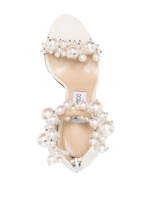JIMMY CHOO MAISEL 100MM PEARL-EMBELLISHED SANDALS