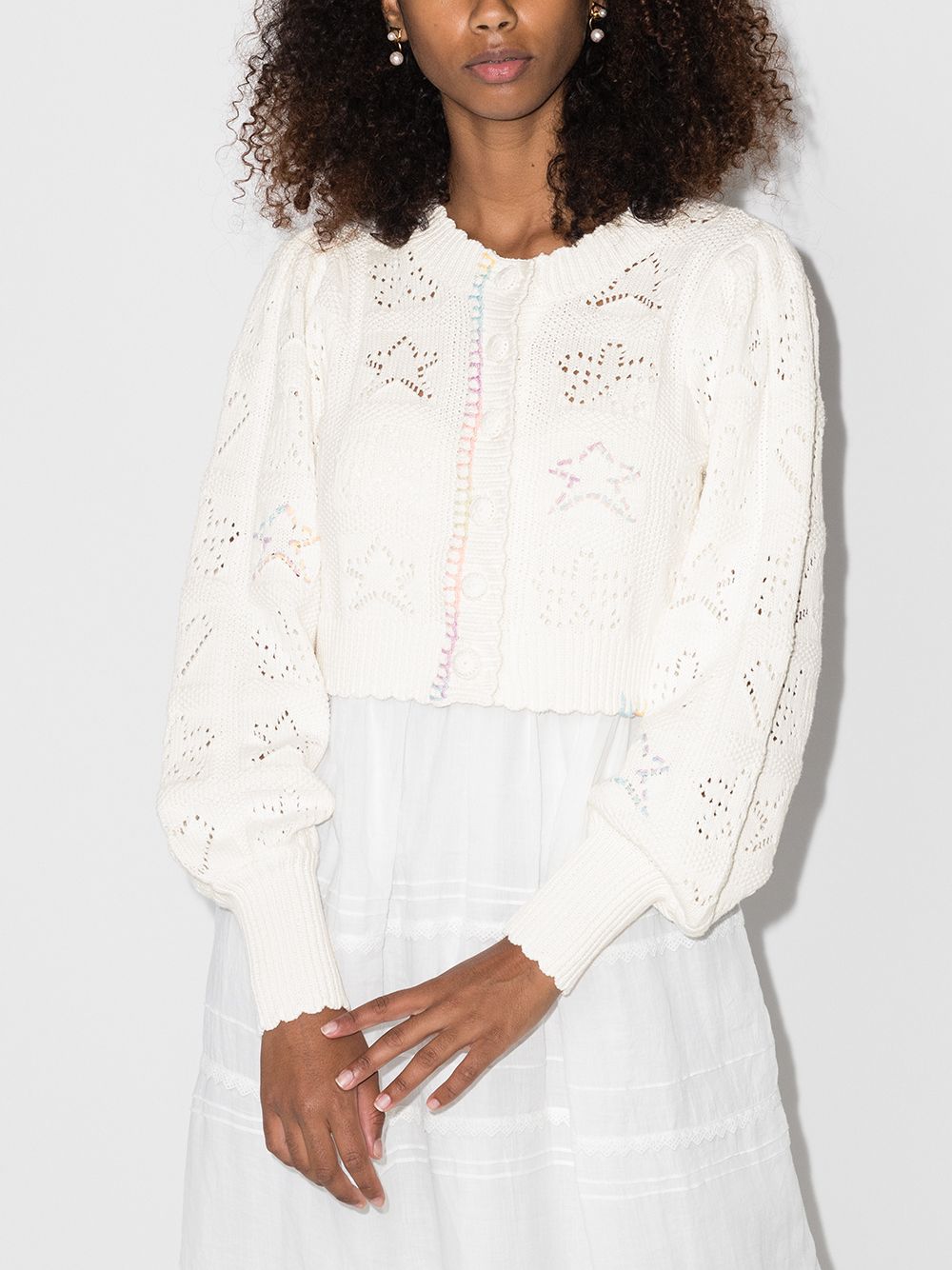 фото Loveshackfancy star-embroidered cropped cardigan