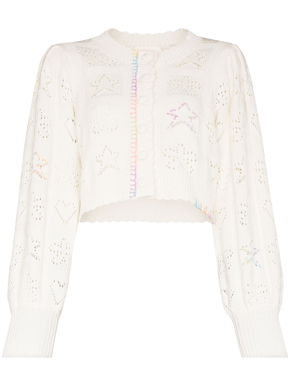 фото Loveshackfancy star-embroidered cropped cardigan