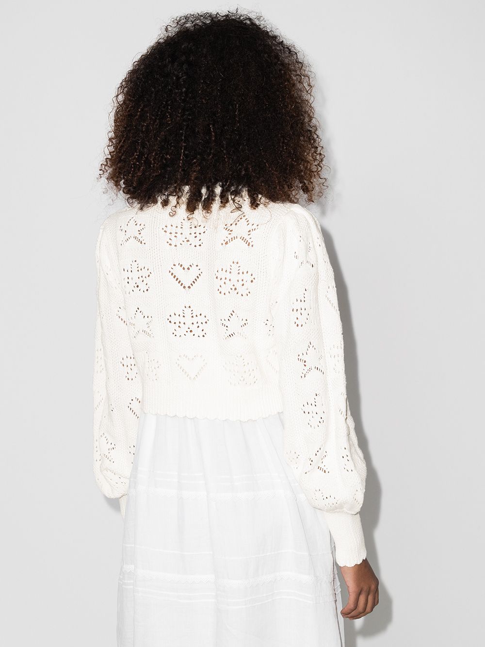 фото Loveshackfancy star-embroidered cropped cardigan