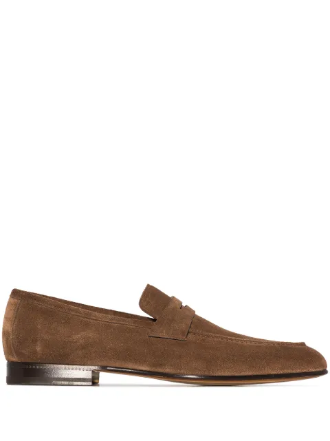 Santoni penny-slot suede leafers
