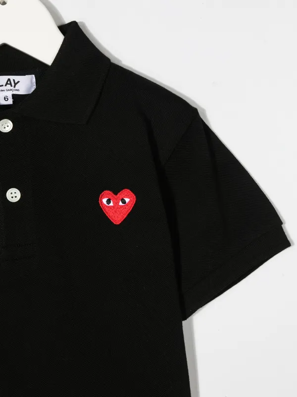 Comme Des Garçons Play Kids Heart Logo Patch Polo Shirt