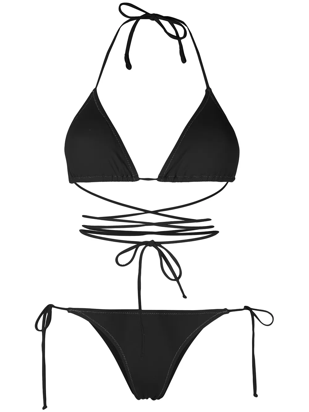 

Reina Olga wrap-design bikini with metallic stitching - Black