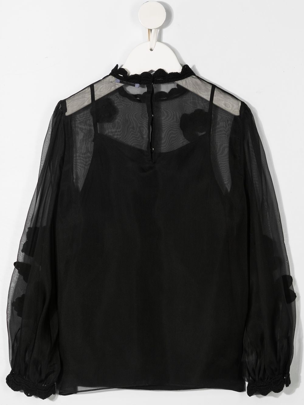 Shop Dolce & Gabbana Embroidered Sheer Blouse In Black