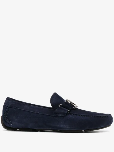 Ferragamo gancini-detail suede loafers