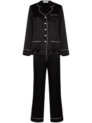 Olivia Von Halle Contrast Trim Silk Pajama Set - Farfetch