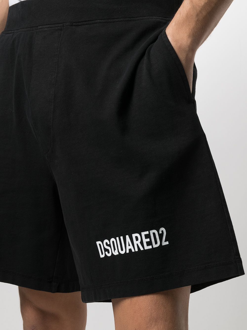 Shop Dsquared2 Logo Print Track Short In Black