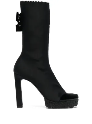 black and white heel boots