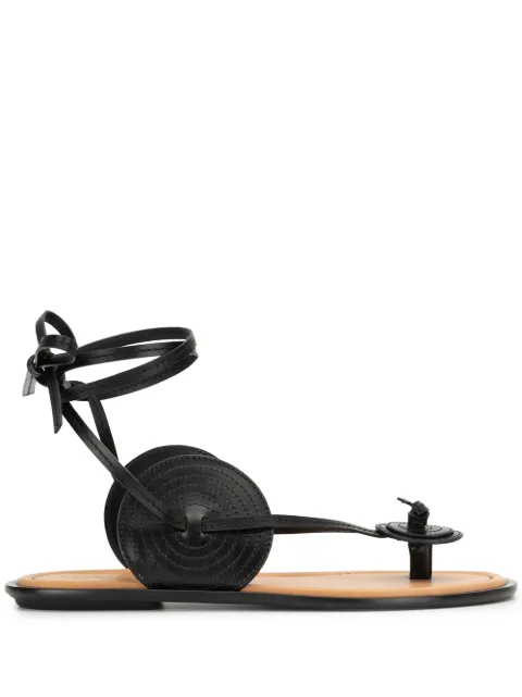 Loewe 10mm Disc Leather Thong Sandals In Black | ModeSens