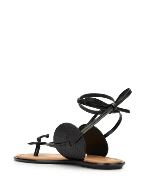 Loewe - Disc Wraparound Leather Sandals - Womens - Black - Editorialist