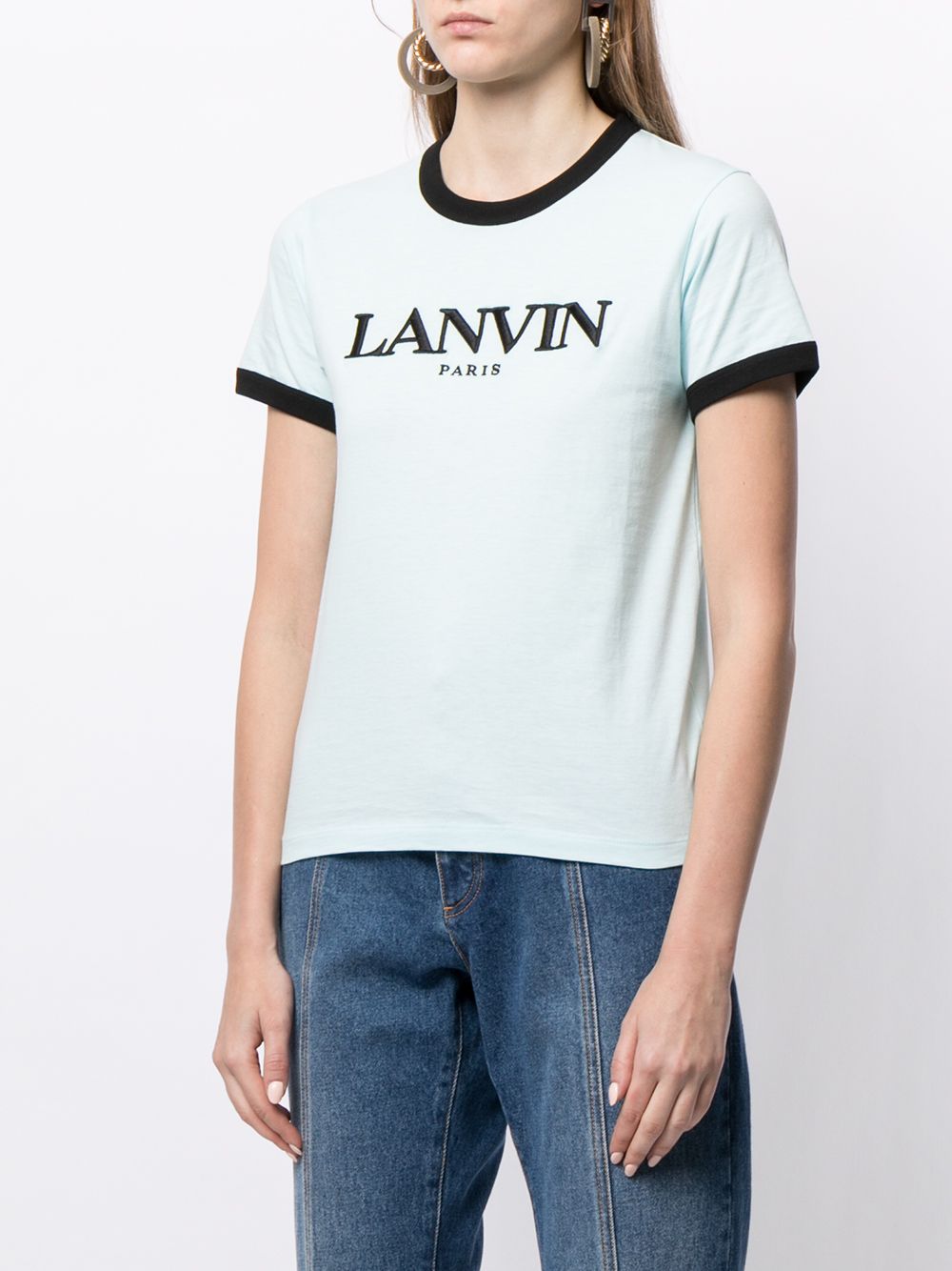 фото Lanvin футболка с короткими рукавами и вышитым логотипом