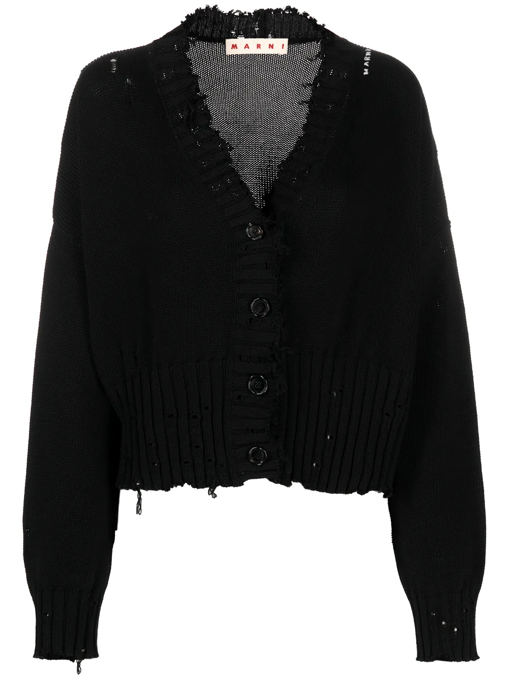 Marni distressed-effect V-neck Cardigan - Farfetch