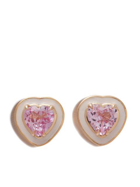 Alison Lou 14kt heart-shape sapphire stud earrings