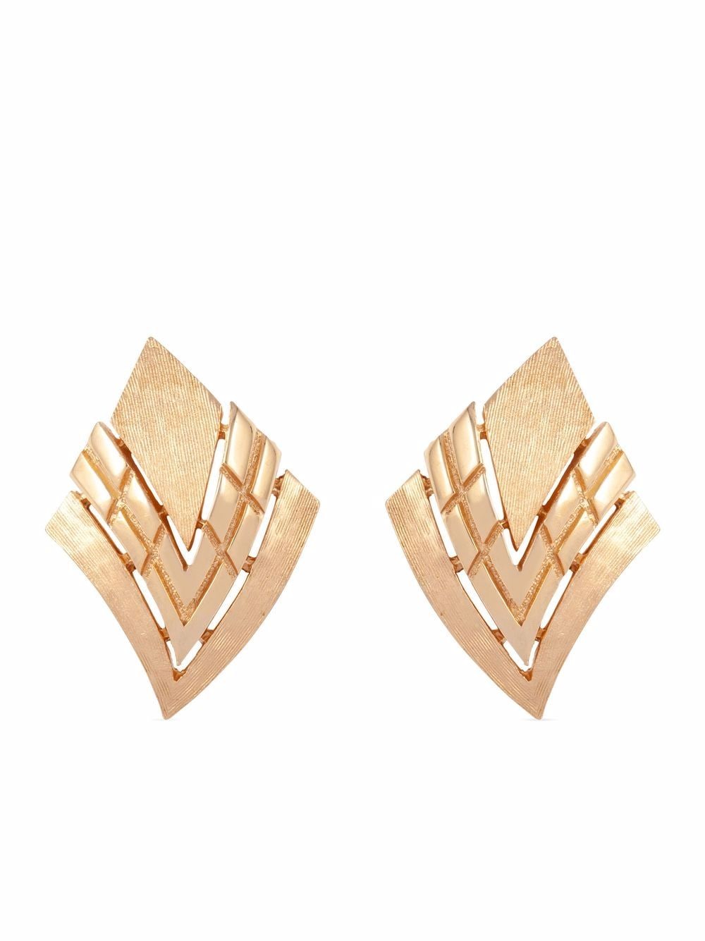 

Susan Caplan Vintage aretes de clip Trifari con motivo geométrico 1970 - Dorado