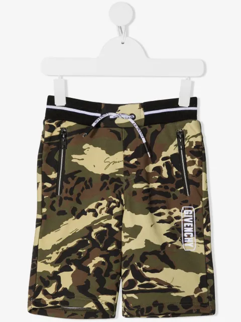 Givenchy Kids shorts deportivos con estampado militar