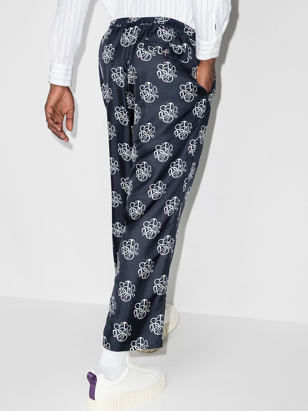 Shop Soulland Logo-print Slim-leg Trousers In Blau