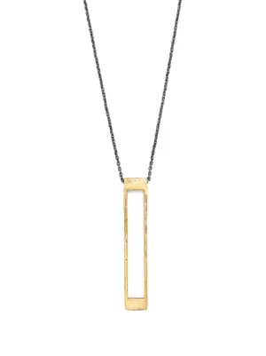 Gold rectangle hot sale pendant necklace