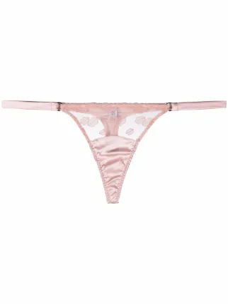 Fleur Of England Valentina Embroidered Tulle Thong | Pink