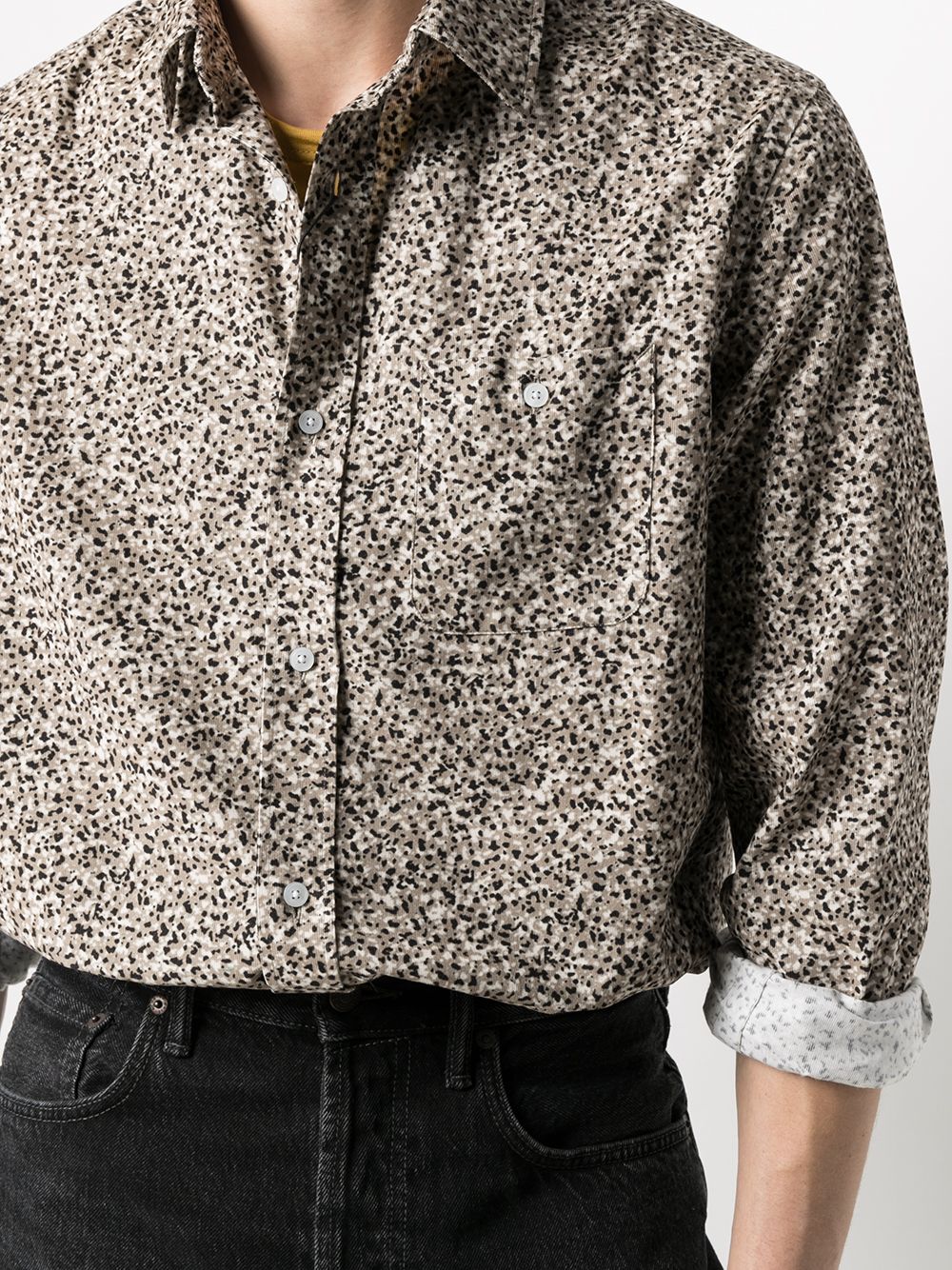 Shop Kenzo Marble Print Cotton Shirt In Neutrals